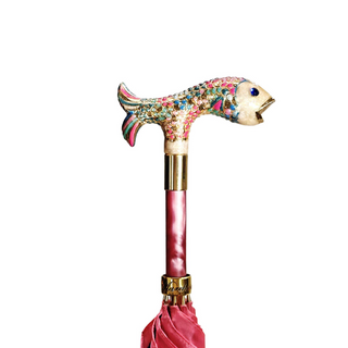 Gold premium umbrella – hand-painted handle view