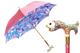 Premium gold 24K hand-painted luxury umbrella – silk satin front view