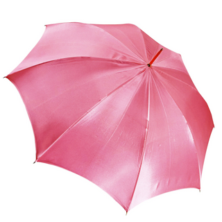 Gold satin umbrella – automatic open canopy view