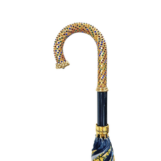 Luxury butterfly double layer umbrella gold plated handle detail