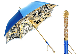 Majolica luxury umbrella 24K gold handle front view