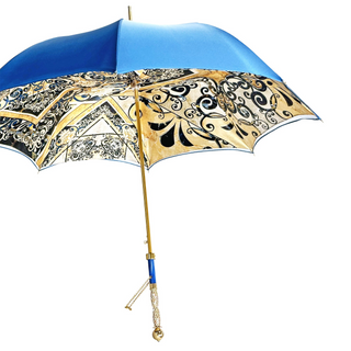 Women's Majolica pattern umbrella 24K gold handle side