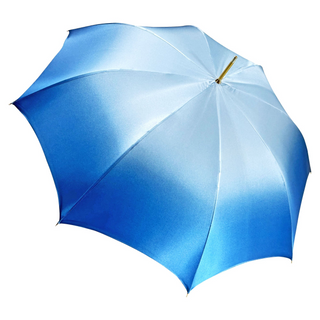 Handmade Majolica umbrella 24K gold handle open canopy