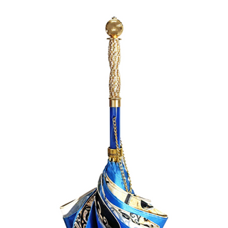 Luxury Majolica pattern umbrella 24K gold handle
