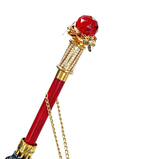 Luxury red umbrella Italian handmade 24K gold crystal detail