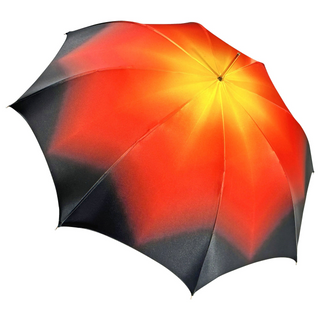 Women's luxurious red Italian umbrella 24K gold handle top