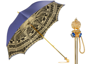 Handmade gold satin luxury umbrella 24K gold handle front