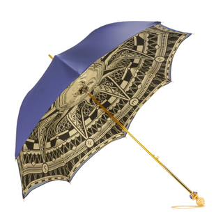 Handmade gold satin umbrella 24K gold handle open canopy