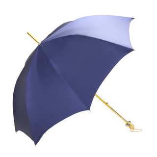Women's handmade gold satin umbrella 24K gold handle side