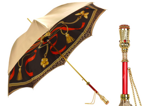 Golden luxury umbrella 24K gold crystal handle front view
