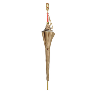 Elegant golden umbrella 24K gold crystal handle close-up