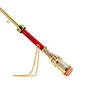 Golden women's umbrella 24K gold crystal handle view