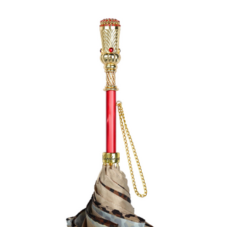 Luxury golden umbrella 24K gold crystal handle detail