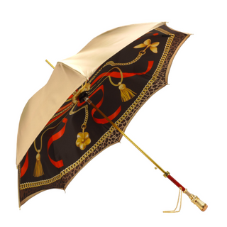 Women's golden luxury umbrella 24K gold crystal handle side