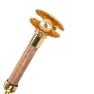 Luxury shell pattern umbrella carbon fiber gold handle detail