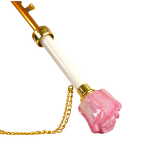 Exclusive hand-painted rose umbrella 24K gold plated handle