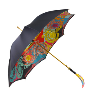 Italian umbrella – 24K gold handle silk canopy close-up
