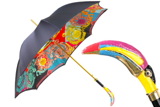 Italian luxury umbrella – 24K gold handle silk finish canopy front