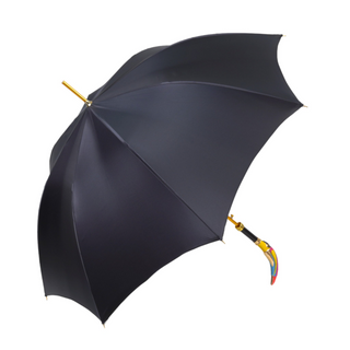 Italian silk canopy umbrella – gold handle side profile