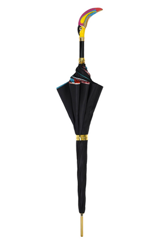 Luxury Italian umbrella – gold handle silk canopy open