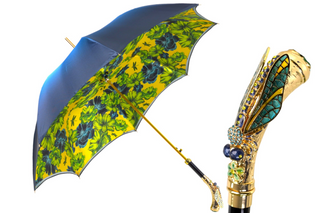 Italian luxury umbrella – carbon fiber frame hand-painted handle front
