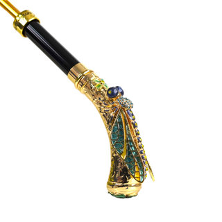 Luxury umbrella – hand-painted handle side view