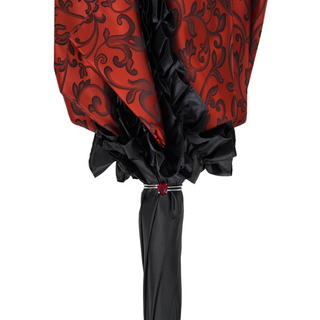 Black luxury umbrella – ruffle canopy detail view