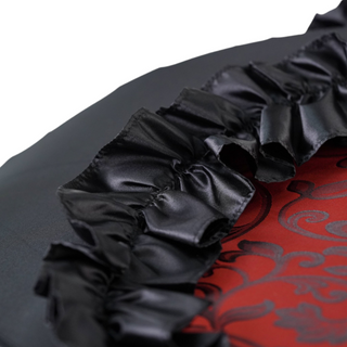 Black ruffle umbrella – silver handle and tip detail