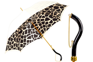 Black cream luxury umbrella with chain handle front view