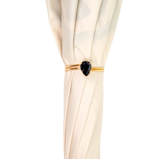 Women's umbrella black cream pattern decorative chain handle