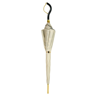 Elegant black cream umbrella decorative chain handle close-up