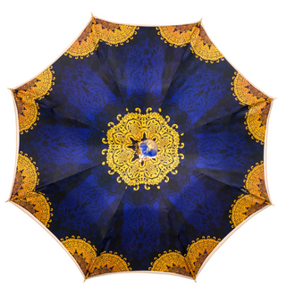 Women's wolf print umbrella wind-resistant gold handle top
