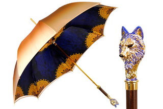Hand-painted wolf luxury umbrella wind-resistant front view