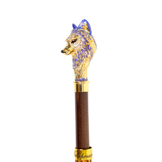 Hand-painted wolf women's umbrella wind-resistant gold handle