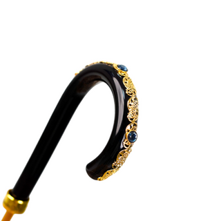 Luxury Italian Majolica umbrella gold filigree handle detail