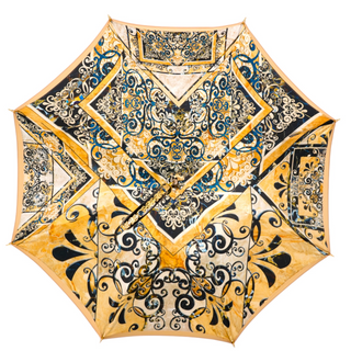 Handcrafted Italian Majolica umbrella gold filigree