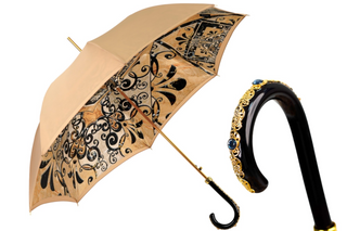 Italian Majolica luxury umbrella gold filigree handle front