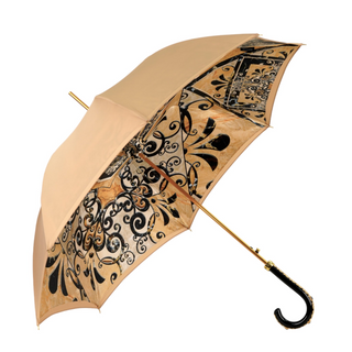 Women's Italian Majolica umbrella gold filigree handle side