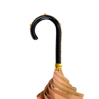 Handmade Italian Majolica umbrella gold filigree handle open