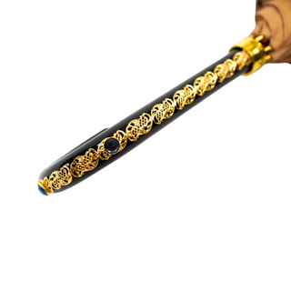 Women's luxury Italian Majolica umbrella gold filigree handle