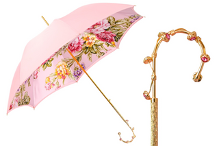 Luxury women's umbrella – 24K gold handle satin canopy front
