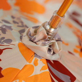 Women's luxury floral umbrella red hand-painted handle top