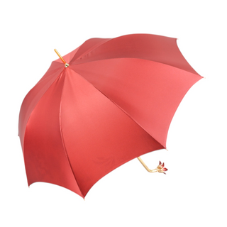 Exclusive luxury floral umbrella hand-painted red flower handle