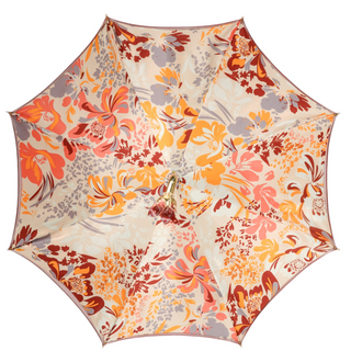 Luxury floral women's umbrella hand-painted red 24K gold handle