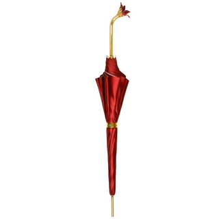 Elegant luxury floral umbrella hand-painted red flower close-up