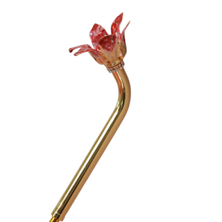 Handmade floral umbrella painted red flower handle open
