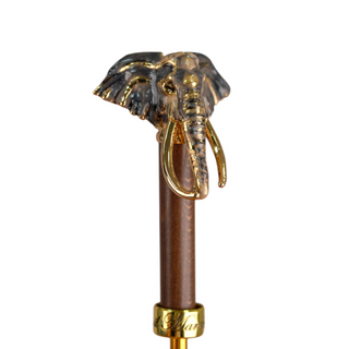 Luxury umbrella – golden elephant handle close-up