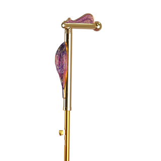 Handmade luxury pink umbrella painted floral handle 24K gold open