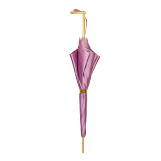 Elegant luxury pink umbrella hand-painted floral 24K gold handle