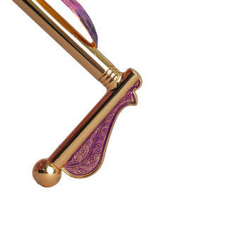 Handcrafted luxury pink umbrella floral handle 24K gold accent